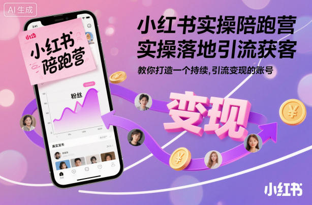 小红书实操陪跑营，实操落地引流获客，教你打造一个持续引流变现的账号网络赚钱,项目资源网,副业资源网,兼职项目,网赚课程-副业赚钱-互联网创业-独家轻创IP大圣网创