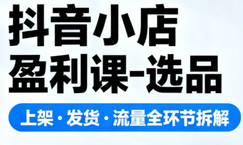 抖音小店盈利课-选品·上架·发货·流量全环节拆解网络赚钱,项目资源网,副业资源网,兼职项目,网赚课程-副业赚钱-互联网创业-独家轻创IP大圣网创