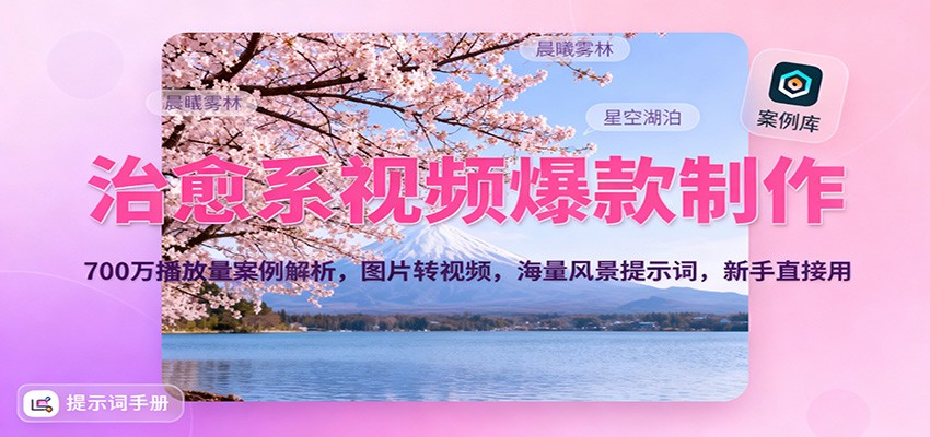 治愈系视频爆款制作,700万播放量案例解析,图片转视频,海量风景提示词,新手直接用网络赚钱,项目资源网,副业资源网,兼职项目,网赚课程-副业赚钱-互联网创业-独家轻创IP大圣网创