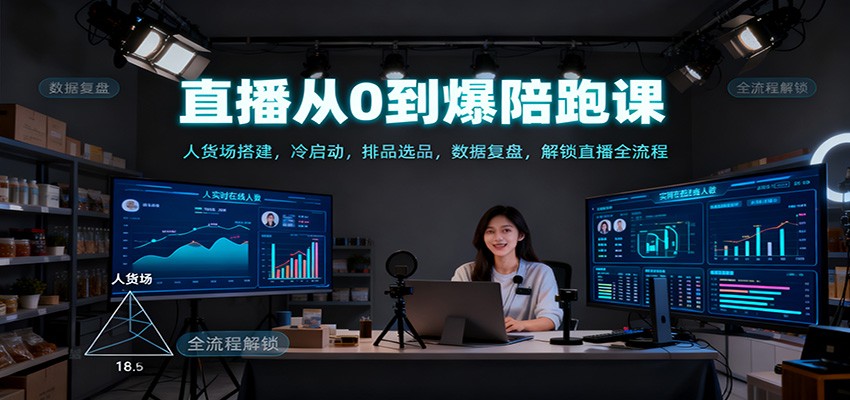 直播从0到爆陪跑课:人货场搭建,冷启动,排品选品,数据复盘,解锁直播全流程网络赚钱,项目资源网,副业资源网,兼职项目,网赚课程-副业赚钱-互联网创业-独家轻创IP大圣网创