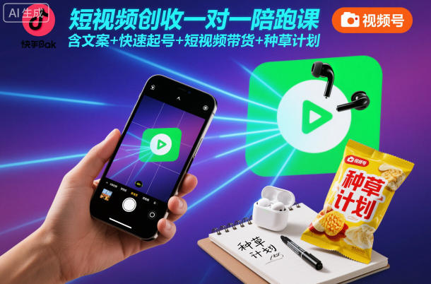 短视频创收一对一陪跑课,含文案+快速起号+短视频带货+种草计划网络赚钱,项目资源网,副业资源网,兼职项目,网赚课程-副业赚钱-互联网创业-独家轻创IP大圣网创