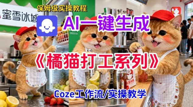 Coze扣子工作流一键生成胖橘猫打工短视频，保姆级实操搭建教学网络赚钱,项目资源网,副业资源网,兼职项目,网赚课程-副业赚钱-互联网创业-独家轻创IP大圣网创