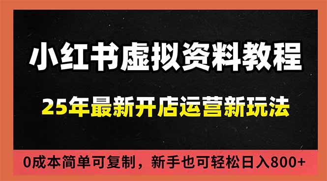 小红书虚拟资料项目：最新搜索流变现玩法，0成本简单可复制，一人多店打法，新手日入800+网络赚钱,项目资源网,副业资源网,兼职项目,网赚课程-副业赚钱-互联网创业-独家轻创IP大圣网创