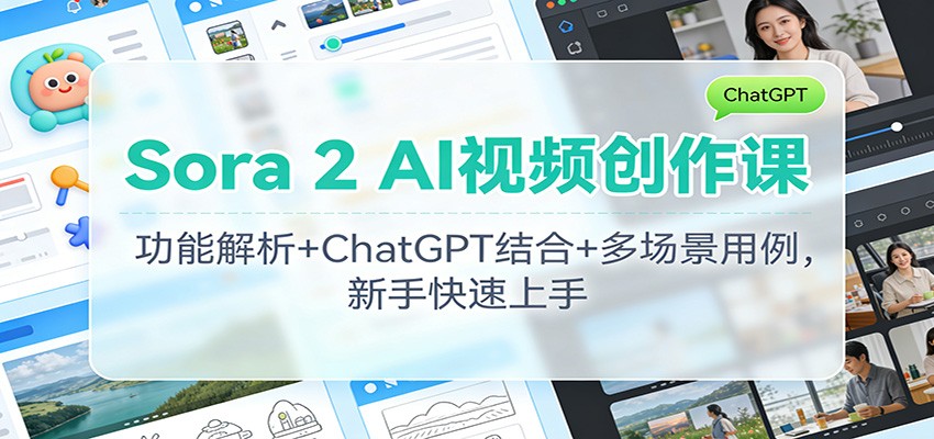 Sora 2 AI视频创作课:功能解析+ChatGPT结合+多场景用例,新手快速上手网络赚钱,项目资源网,副业资源网,兼职项目,网赚课程-副业赚钱-互联网创业-独家轻创IP大圣网创