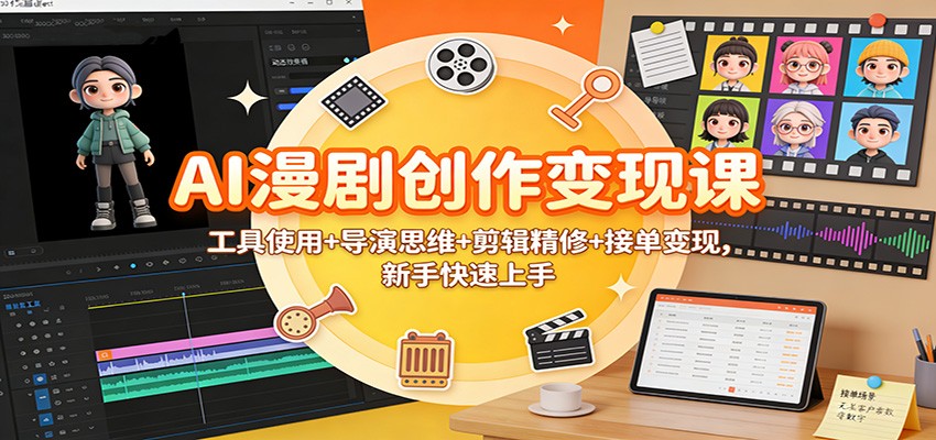 AI漫剧创作变现课:工具使用+导演思维+剪辑精修+接单变现,新手快速上手网络赚钱,项目资源网,副业资源网,兼职项目,网赚课程-副业赚钱-互联网创业-独家轻创IP大圣网创