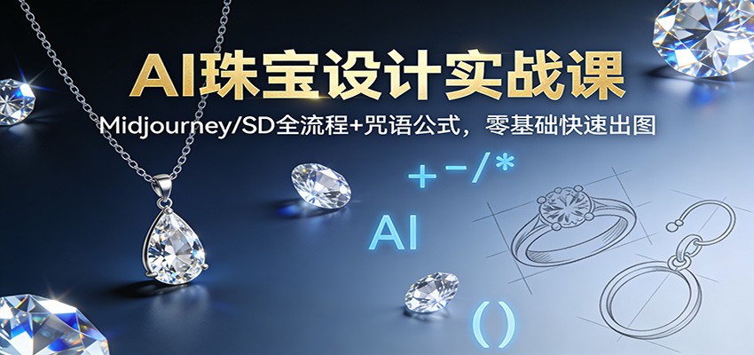 AI珠宝设计实战课:Midjourney/SD全流程+咒语公式,零基础快速出图网络赚钱,项目资源网,副业资源网,兼职项目,网赚课程-副业赚钱-互联网创业-独家轻创IP大圣网创