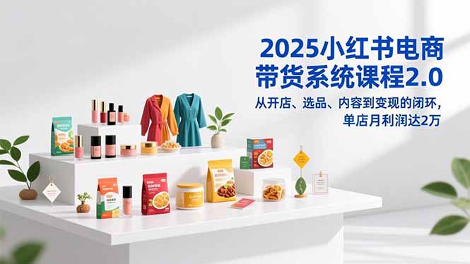 2025小红书电商带货系统课程2.0，从开店、选品、内容到变现的闭环，单店月利润达2万网络赚钱,项目资源网,副业资源网,兼职项目,网赚课程-副业赚钱-互联网创业-独家轻创IP大圣网创