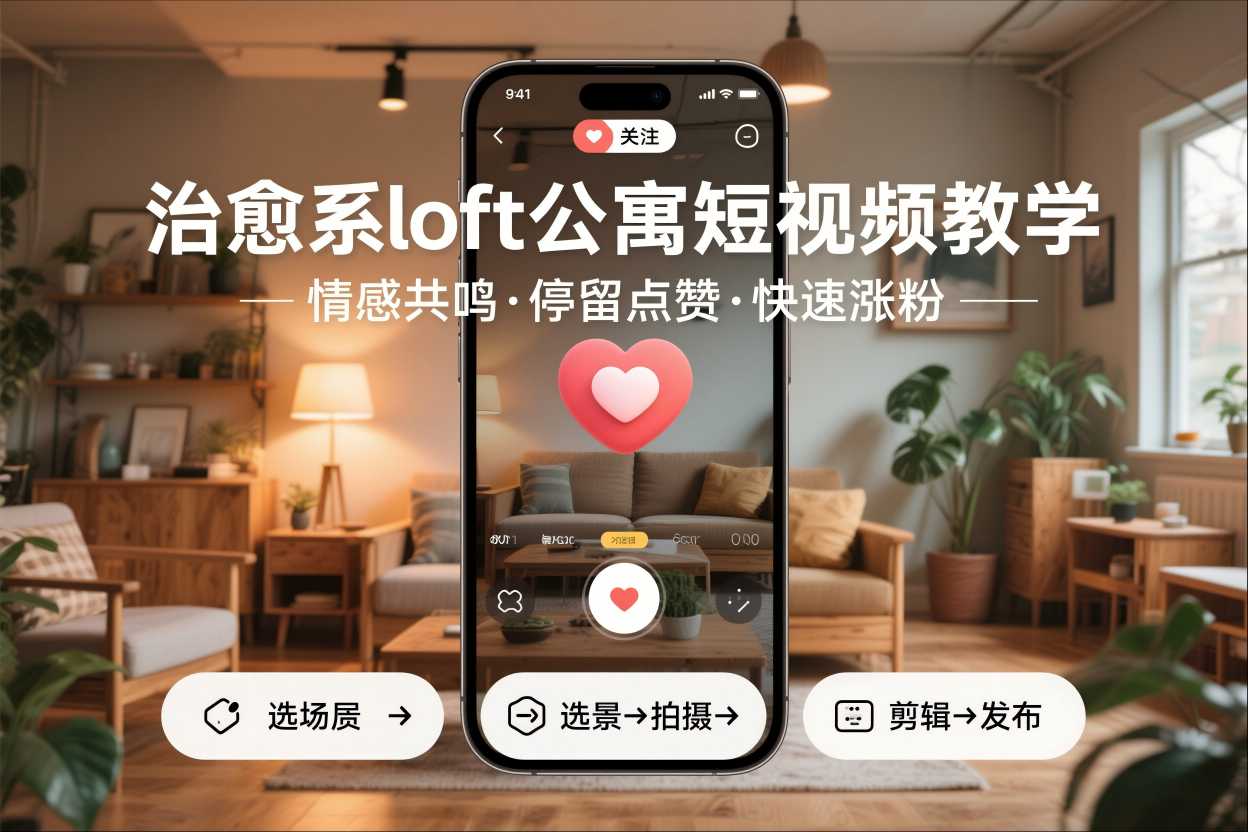 治愈系loft公寓短视频制作教学，情感共鸣引停留点赞关注，快速起号涨粉网络赚钱,项目资源网,副业资源网,兼职项目,网赚课程-副业赚钱-互联网创业-独家轻创IP大圣网创