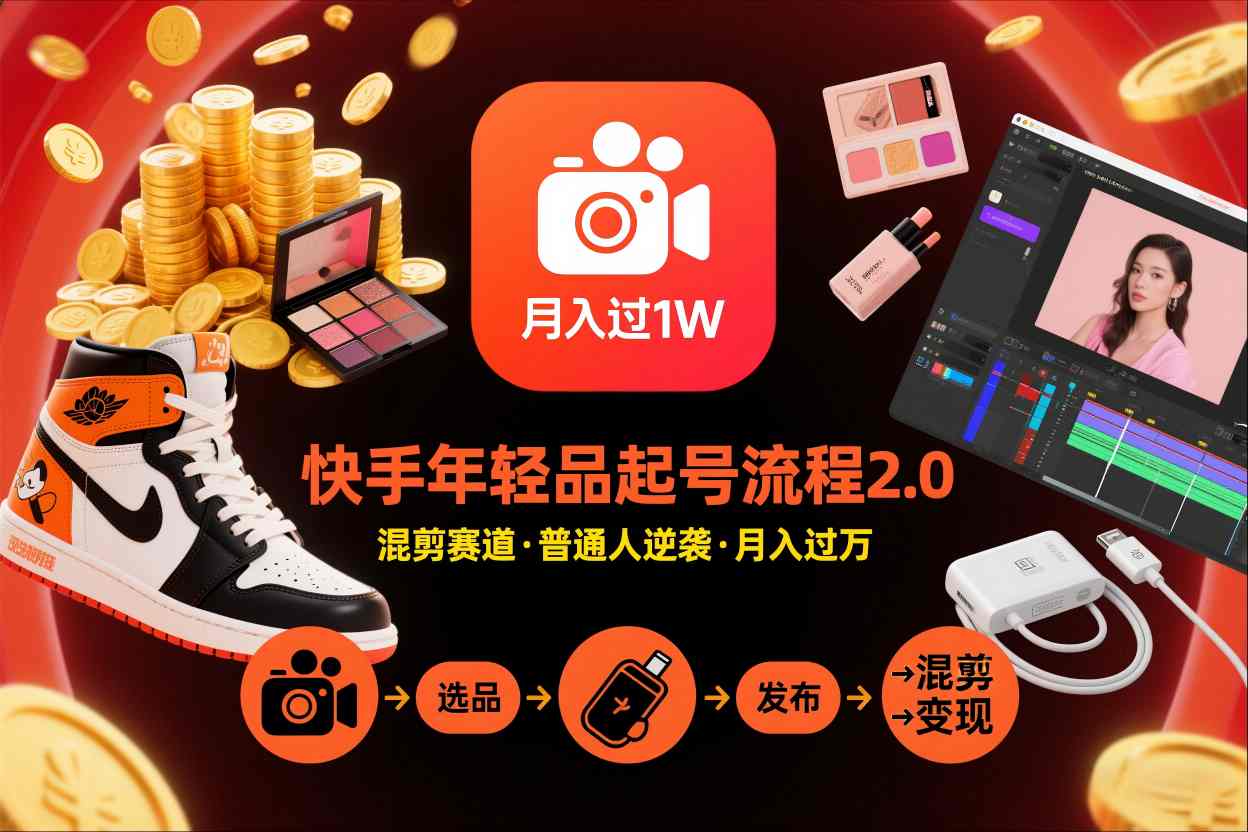 快手短视频带货年轻品起号流程2.0,快手年轻品混剪赛道,普通人也能月入过1W网络赚钱,项目资源网,副业资源网,兼职项目,网赚课程-副业赚钱-互联网创业-独家轻创IP大圣网创