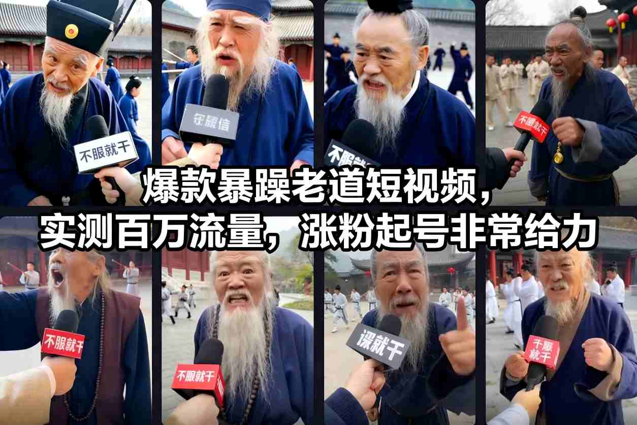 爆款暴躁老道短视频，实测百万流量，涨粉起号非常给力网络赚钱,项目资源网,副业资源网,兼职项目,网赚课程-副业赚钱-互联网创业-独家轻创IP大圣网创