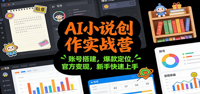 AI小说创作实战营：账号搭建，爆款定位，官方变现，新手快速上手网络赚钱,项目资源网,副业资源网,兼职项目,网赚课程-副业赚钱-互联网创业-独家轻创IP大圣网创