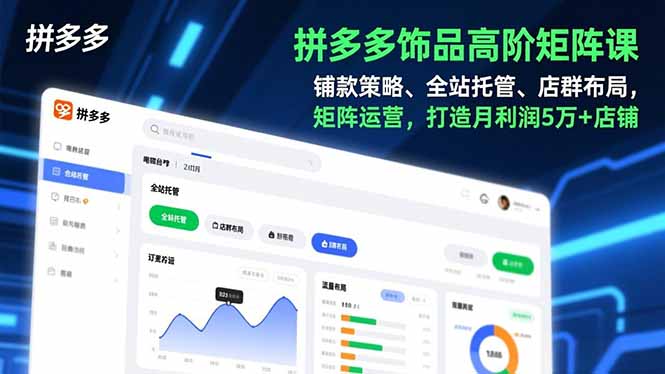 拼多多饰品高阶矩阵课，铺款策略、全站托管、店群布局，矩阵运营，打造月利润5万+店铺网络赚钱,项目资源网,副业资源网,兼职项目,网赚课程-副业赚钱-互联网创业-独家轻创IP大圣网创