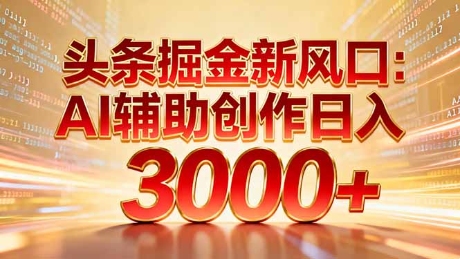 头条掘金新风口：AI辅助创作日入3000+，矩阵玩法当天启动隔天见效网络赚钱,项目资源网,副业资源网,兼职项目,网赚课程-副业赚钱-互联网创业-独家轻创IP大圣网创