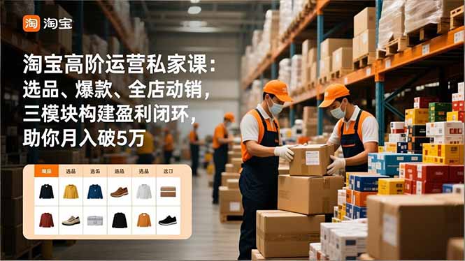 淘宝高阶运营私家课：选品、爆款、全店动销，三模块构建盈利闭环，助你月入破5万(更新12月网络赚钱,项目资源网,副业资源网,兼职项目,网赚课程-副业赚钱-互联网创业-独家轻创IP大圣网创