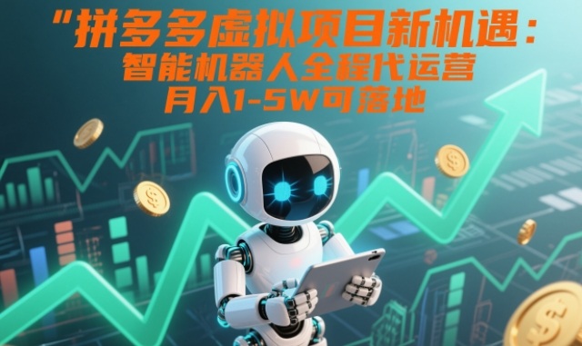 拼多多虚拟项目新机遇：智能机器人全程代运营，月入1-5W可落地【揭秘】网络赚钱,项目资源网,副业资源网,兼职项目,网赚课程-副业赚钱-互联网创业-独家轻创IP大圣网创