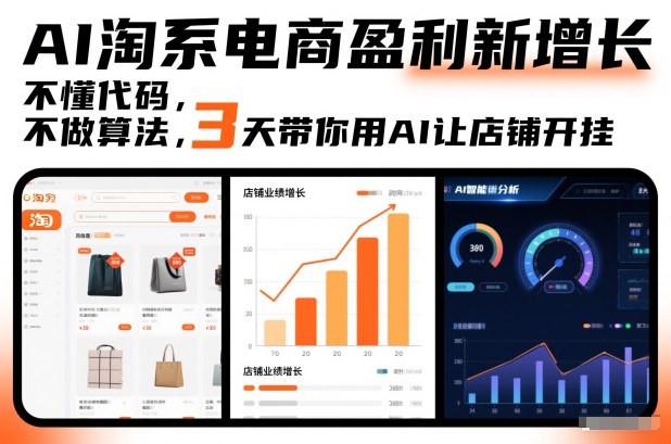 AI淘系电商盈利新增长，不懂代码，不做算法，3天带你用AI让店铺开挂网络赚钱,项目资源网,副业资源网,兼职项目,网赚课程-副业赚钱-互联网创业-独家轻创IP大圣网创