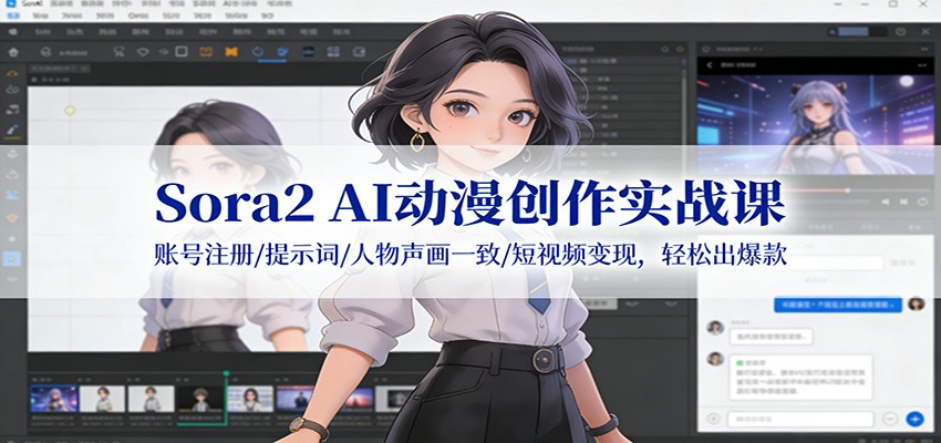 Sora2 AI动漫创作实战课：账号注册/提示词/人物声画一致/短视频变现，轻松出爆款网络赚钱,项目资源网,副业资源网,兼职项目,网赚课程-副业赚钱-互联网创业-独家轻创IP大圣网创