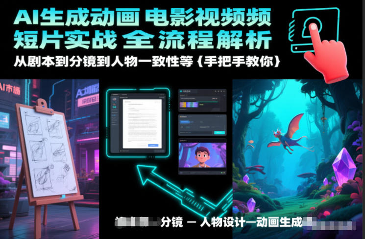 AI生成动画电影视频短片实战全流程解析，从剧本到分镜到人物一致性等手把手教你网络赚钱,项目资源网,副业资源网,兼职项目,网赚课程-副业赚钱-互联网创业-独家轻创IP大圣网创