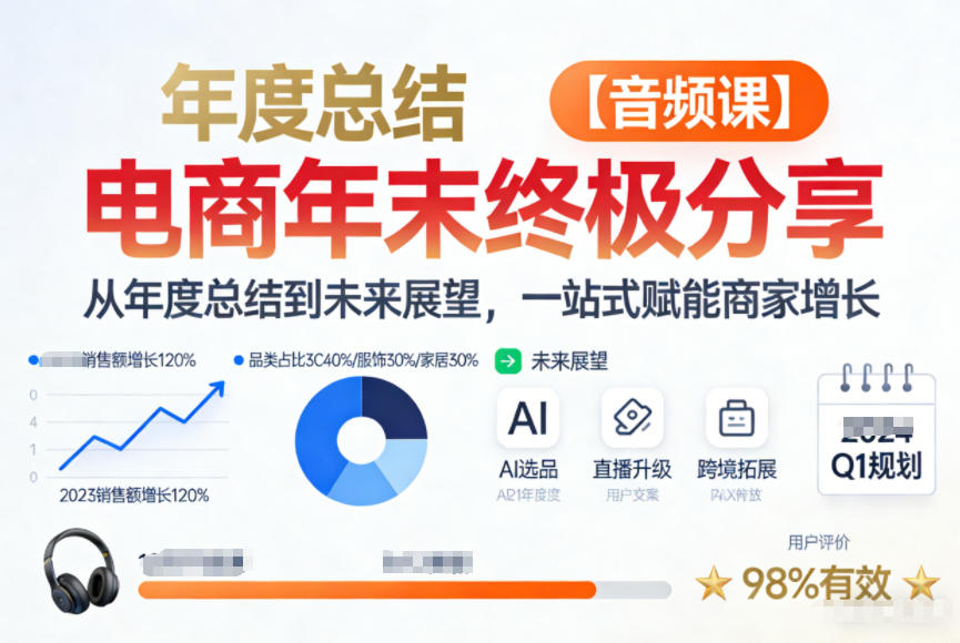 电商年未终极分享，从年度总结到未来展望，一站式赋能商家增长【音频课】网络赚钱,项目资源网,副业资源网,兼职项目,网赚课程-副业赚钱-互联网创业-独家轻创IP大圣网创