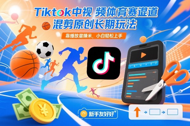 Tiktok中视频体育赛道混剪原创长期玩法，靠播放量賺米，小白轻松上手网络赚钱,项目资源网,副业资源网,兼职项目,网赚课程-副业赚钱-互联网创业-独家轻创IP大圣网创