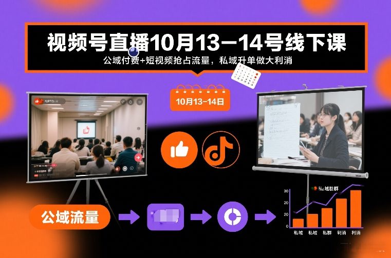 视频号直播10月13-14号线下课，公域付费+短视频抢占流量，私域升单做大利消网络赚钱,项目资源网,副业资源网,兼职项目,网赚课程-副业赚钱-互联网创业-独家轻创IP大圣网创