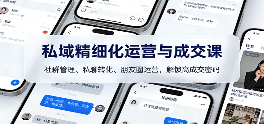 私域精细化运营与成交课：社群管理、私聊转化、朋友圈运营，解锁高成交密码网络赚钱,项目资源网,副业资源网,兼职项目,网赚课程-副业赚钱-互联网创业-独家轻创IP大圣网创