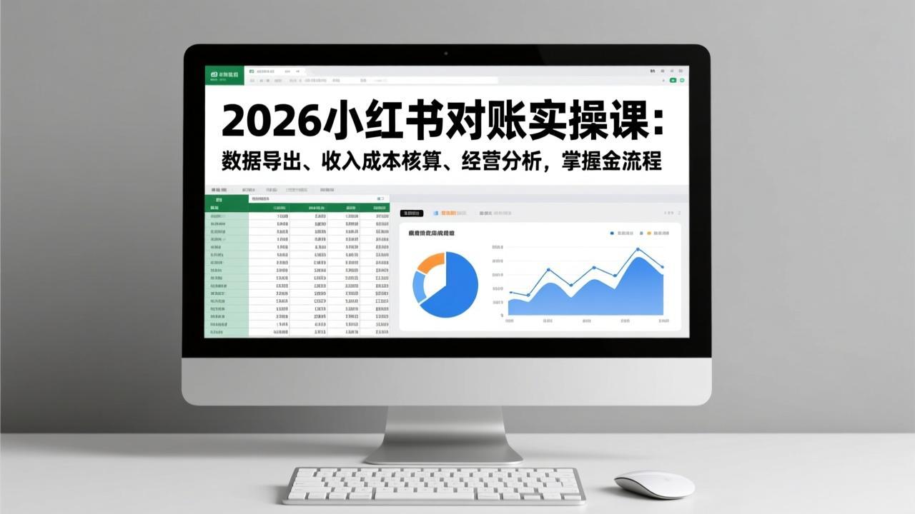2026小红书对账实操课：数据导出、收入成本核算、经营分析，掌握全流程网络赚钱,项目资源网,副业资源网,兼职项目,网赚课程-副业赚钱-互联网创业-独家轻创IP大圣网创