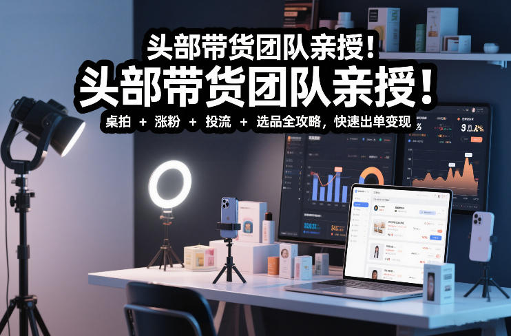 头部带货团队亲授！专业短视频实拍带货课：桌拍+涨粉+投流+选品全攻略，快速出单变现，月入2w+网络赚钱,项目资源网,副业资源网,兼职项目,网赚课程-副业赚钱-互联网创业-独家轻创IP大圣网创