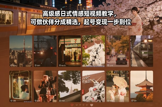 高级感日式情感短视频教学，可做伙伴分成精选，起号变现一步到位网络赚钱,项目资源网,副业资源网,兼职项目,网赚课程-副业赚钱-互联网创业-独家轻创IP大圣网创