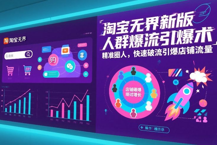 淘宝无界新版人群爆流引爆术，精准圈人，快速破流引爆店铺流量网络赚钱,项目资源网,副业资源网,兼职项目,网赚课程-副业赚钱-互联网创业-独家轻创IP大圣网创