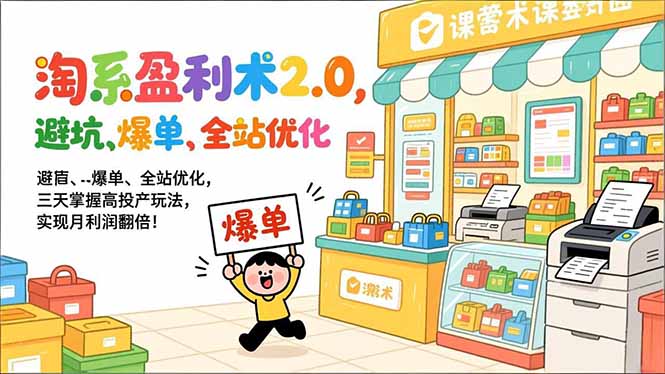 淘系盈利术2.0，避坑、爆单、全站优化，三天掌握高投产玩法，实现月利润翻倍！网络赚钱,项目资源网,副业资源网,兼职项目,网赚课程-副业赚钱-互联网创业-独家轻创IP大圣网创
