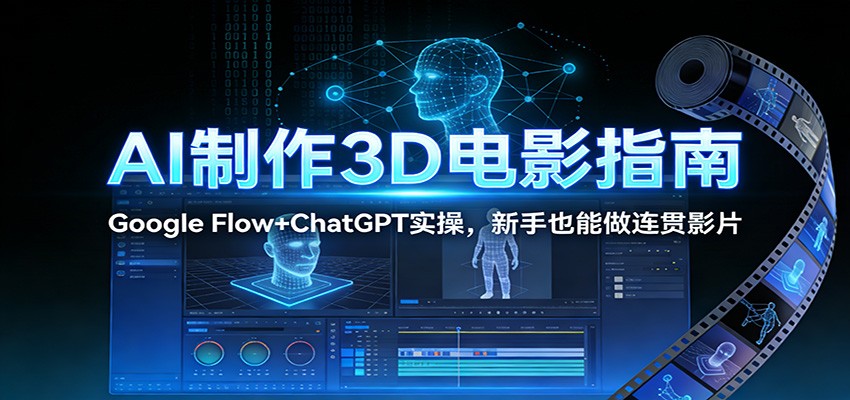 AI制作3D电影指南：Google Flow+ChatGPT实操，新手也能做连贯影片网络赚钱,项目资源网,副业资源网,兼职项目,网赚课程-副业赚钱-互联网创业-独家轻创IP大圣网创