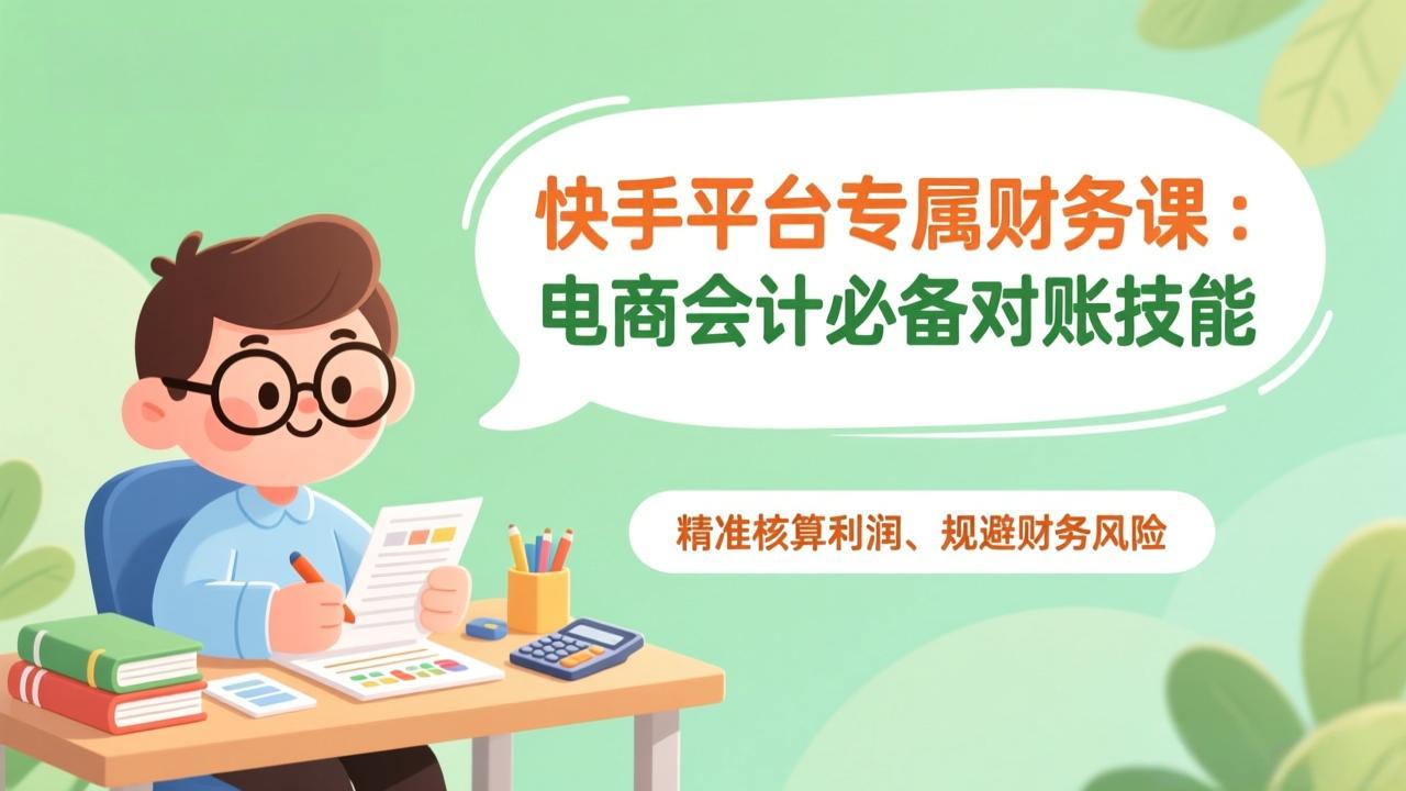 快手平台专属财务课：电商会计必备对账技能，精准核算利润、规避财务风险网络赚钱,项目资源网,副业资源网,兼职项目,网赚课程-副业赚钱-互联网创业-独家轻创IP大圣网创