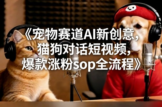 宠物赛道AI新创意，猫狗对话短视频，爆款涨粉sop全流程网络赚钱,项目资源网,副业资源网,兼职项目,网赚课程-副业赚钱-互联网创业-独家轻创IP大圣网创