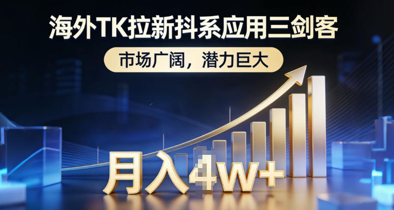 海外TK拉新抖系应用三剑客，市场广阔，潜力巨大，月入1w+网络赚钱,项目资源网,副业资源网,兼职项目,网赚课程-副业赚钱-互联网创业-独家轻创IP大圣网创
