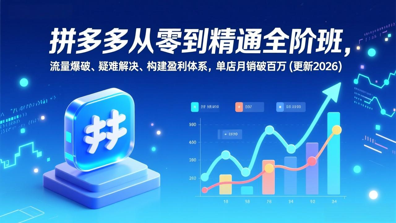 拼多多从零到精通全阶班，流量爆破、疑难解决，构建盈利体系，单店月销破百万(更新2026网络赚钱,项目资源网,副业资源网,兼职项目,网赚课程-副业赚钱-互联网创业-独家轻创IP大圣网创