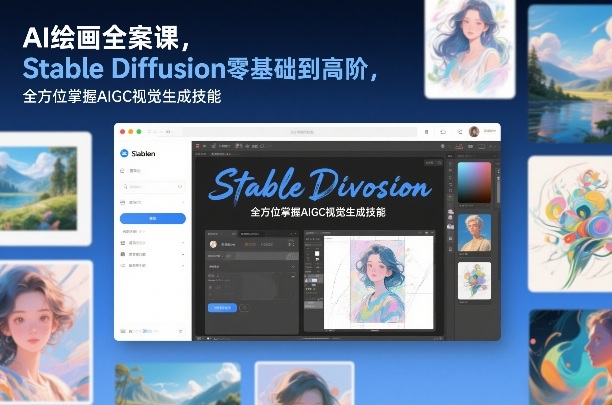 AI绘画全案课，Stable Diffusion零基础到高阶，全方位掌握AIGC视觉生成技能网络赚钱,项目资源网,副业资源网,兼职项目,网赚课程-副业赚钱-互联网创业-独家轻创IP大圣网创