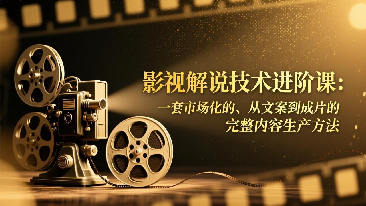 影视解说技术进阶课：一套市场化的、从文案到成片的完整内容生产方法网络赚钱,项目资源网,副业资源网,兼职项目,网赚课程-副业赚钱-互联网创业-独家轻创IP大圣网创