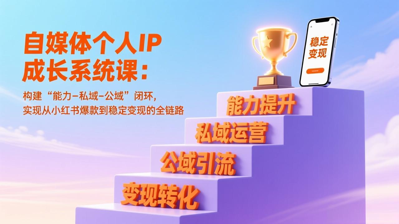 自媒体个人IP成长系统课：构建“能力-私域-公域”闭环，实现从小红书爆款到稳定变现的全链路网络赚钱,项目资源网,副业资源网,兼职项目,网赚课程-副业赚钱-互联网创业-独家轻创IP大圣网创