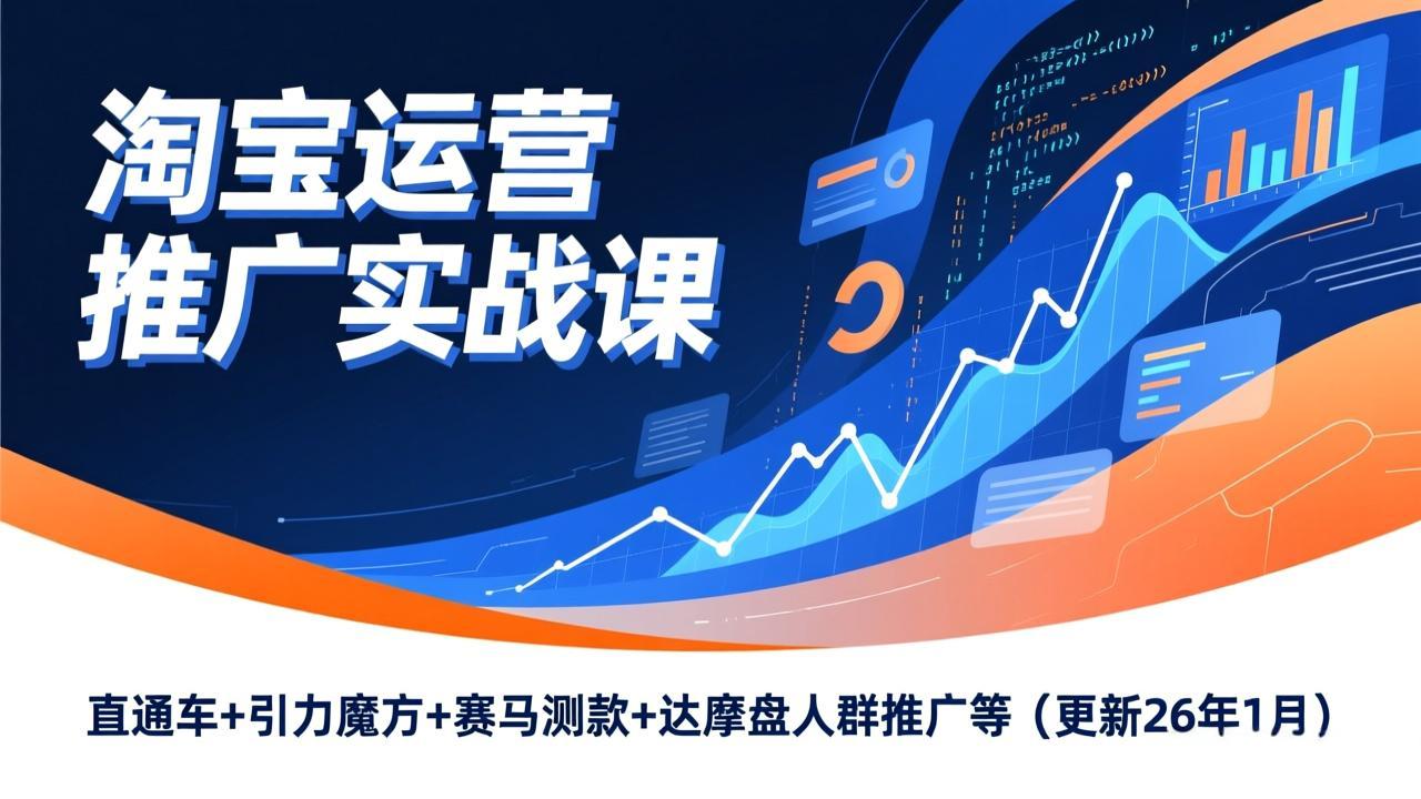 淘宝运营推广实战课，直通车+引力魔方+赛马测款+达摩盘人群推广等(更新26年1月网络赚钱,项目资源网,副业资源网,兼职项目,网赚课程-副业赚钱-互联网创业-独家轻创IP大圣网创