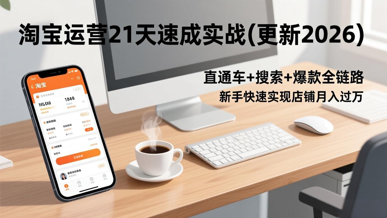 淘宝运营21天速成实战(更新2026网络赚钱,项目资源网,副业资源网,兼职项目,网赚课程-副业赚钱-互联网创业-独家轻创IP大圣网创