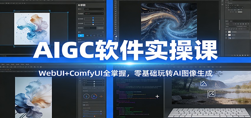 AIGC软件实操课：WebUI+ComfyUI全掌握，零基础玩转AI图像生成网络赚钱,项目资源网,副业资源网,兼职项目,网赚课程-副业赚钱-互联网创业-独家轻创IP大圣网创