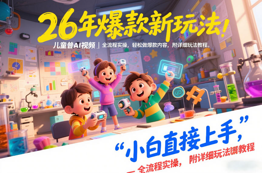 26年爆款新玩法，儿童科普AI视频，全流程实操，轻松做爆款内容，小白直接上手，附详细玩法教程网络赚钱,项目资源网,副业资源网,兼职项目,网赚课程-副业赚钱-互联网创业-独家轻创IP大圣网创