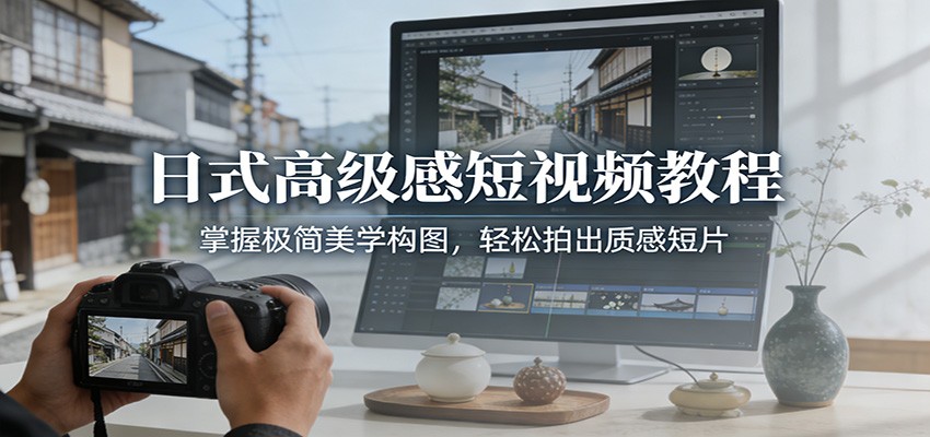日式高级感短视频教程：掌握极简美学构图，轻松拍出质感短片网络赚钱,项目资源网,副业资源网,兼职项目,网赚课程-副业赚钱-互联网创业-独家轻创IP大圣网创