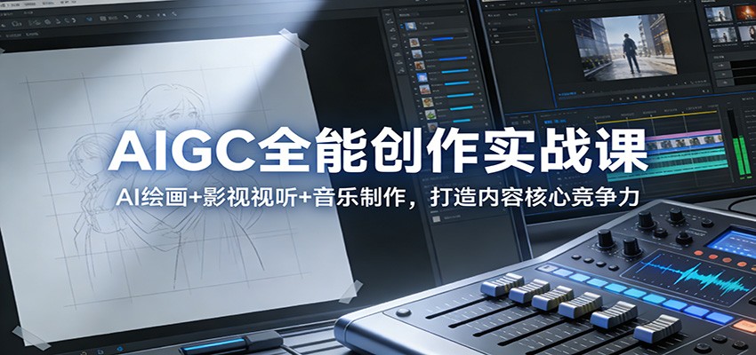 AIGC全能创作实战课：AI绘画+影视视听+音乐制作，打造内容核心竞争力网络赚钱,项目资源网,副业资源网,兼职项目,网赚课程-副业赚钱-互联网创业-独家轻创IP大圣网创