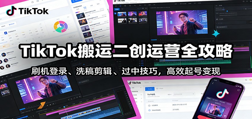 TikTok搬运二创运营全攻略：刷机登录、洗稿剪辑 、过中技巧，高效起号变现网络赚钱,项目资源网,副业资源网,兼职项目,网赚课程-副业赚钱-互联网创业-独家轻创IP大圣网创