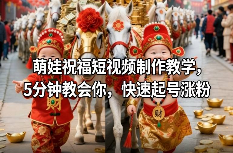萌娃祝福短视频制作教学，5分钟教会你，快速起号涨粉网络赚钱,项目资源网,副业资源网,兼职项目,网赚课程-副业赚钱-互联网创业-独家轻创IP大圣网创