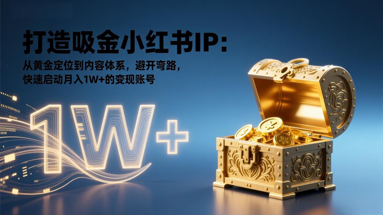 打造吸金小红书IP：从黄金定位到内容体系，避开弯路，快速启动月入1W+的变现账号网络赚钱,项目资源网,副业资源网,兼职项目,网赚课程-副业赚钱-互联网创业-独家轻创IP大圣网创
