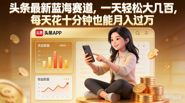 头条最新蓝海赛道，一天轻松大几张，每天花十分钟也能月入过1W【揭秘】网络赚钱,项目资源网,副业资源网,兼职项目,网赚课程-副业赚钱-互联网创业-独家轻创IP大圣网创