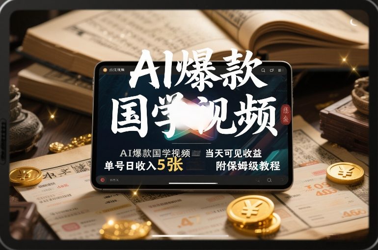 AI爆款国学视频，独家起号方法，小白直接上手，当天可见收益，单号日收入5张+附保姆级教程网络赚钱,项目资源网,副业资源网,兼职项目,网赚课程-副业赚钱-互联网创业-独家轻创IP大圣网创
